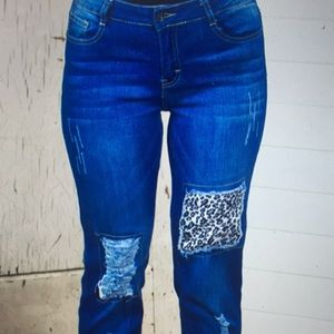 Black Leopard Jeans by L & B Size 14 New with Tags